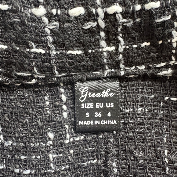 Greathe Women's Black Tweed Double-Breasted Blazer Dress with White Trim, Size S - Picture 10 of 10